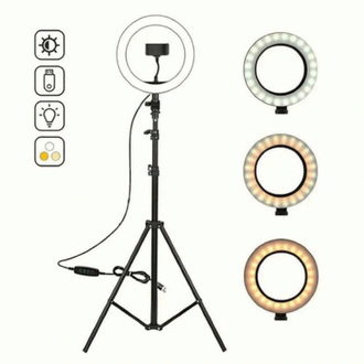 Кольцевая лампа M-33 (33см/пластик) + штатив-трипод студийный