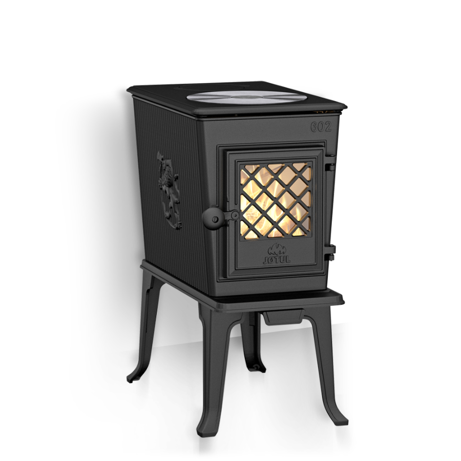 Красивая чугунная буржуйка Jotul F602 ECO с внешней подачей воздуха на горение