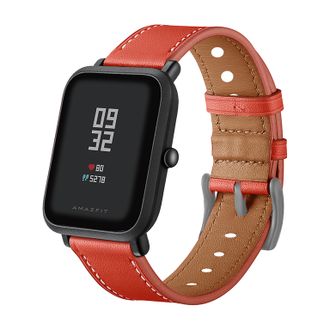 Сменный ремешок на Amazfit Bip кожа (Красный)