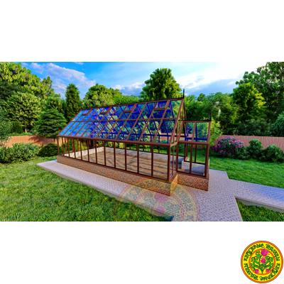 Базовая комплектация теплицы в английском стиле с холлом из стекала и алюминия СКАРЛЕТТ SL 8000 х 4000 мм