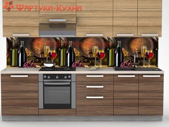 Бочки вина - кухонный фартук 3 метра