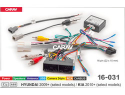 Комплект проводов для подключения Android ГУ (16-pin) / Power + Speakers + Antenna + Camera + USB + RCA + CANBUS   HYUNDAI, KIA 16-031