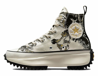 Converse Run Star Hike High Top черно-белые с принтом