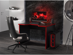 Стол геймерский С-241 черный шагрень/красный