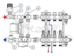 Узел насосно-смесительный Е011-1, с термогол. и термостатом, без насоса