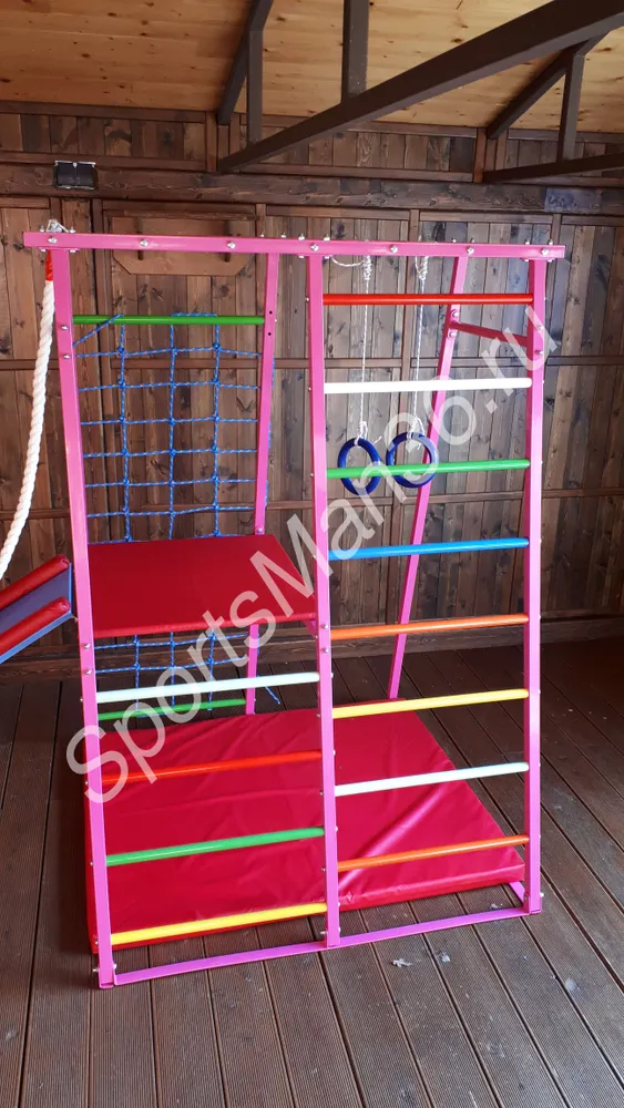 ДСК РАННЕГО РАЗВИТИЯ PLASTEP ТЕРЕМОК 170 С ПЛОЩАДКОЙ МЕТАЛЛ. Цвет: розовый, перекладины цветные.