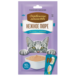Деревенские лакомства для кошек, Нежное пюре из тунца 4 шт*10 гр