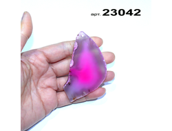 Агат натуральный тонированный (срез) розовый арт.23042: с отв. - 30,0г - 80*44*5мм