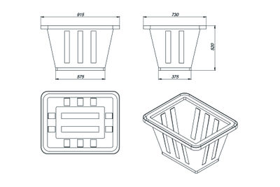 Размеры ванны К200 на 200 литров