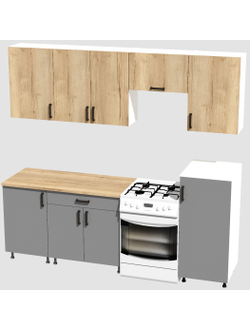 Кухня Эконом 1,8 метра с полуколонкой (1300х500) Цвет: Дуб Вотан/Базальт