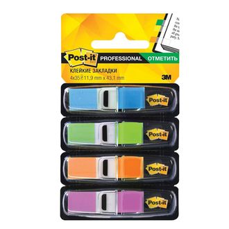 Закладки клейкие POST-IT Professional, пластиковые, 12 мм, 4 цвета х 35 шт., 683-4ABX-RU