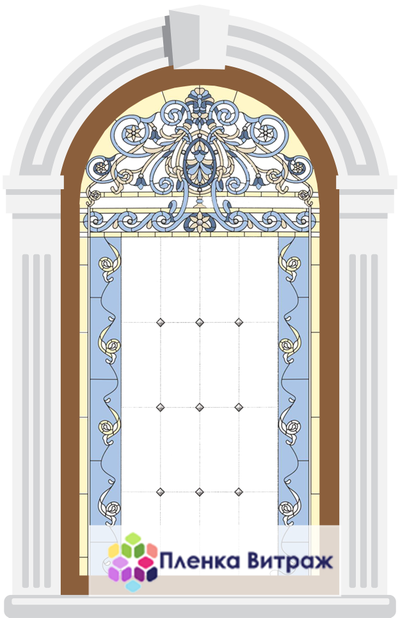 Витражная пленка, витражная пленка самоклеющаяся, пленочный витраж с классическим рисунком