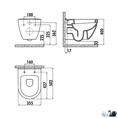 Чаша унитаза CREAVIT Terra TP325-11SM00E-0000, черная, матовая