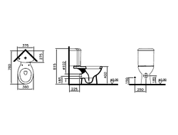 Угловой унитаз  с сиденьем микролифт VitrA Arkitekt, 9754B003-7201