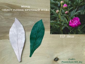 Молд «Лист пиона крупный #13» (ELF_decor)