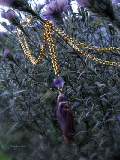 Фарфоровый комплект украшений "Тайна Восточной Колдуньи" с натуральными аметистами