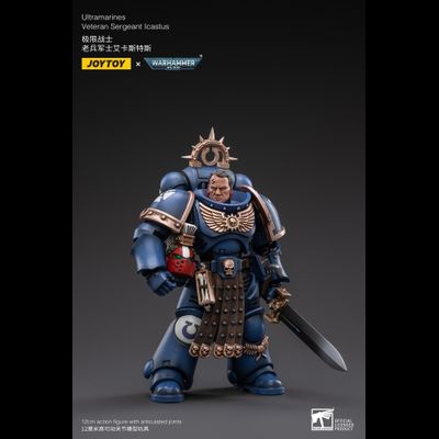 Сержант-ветеран Ультрамаринов Икастус (Warhammer 40k) - КОЛЛЕКЦИОННАЯ ФИГУРКА 1/18 Ultramarines Veteran Sergeant Icastus (JT3020) - JOYTOY