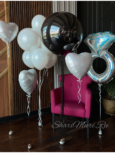 Набор шаров на девичник Кольцо с бриллиантом