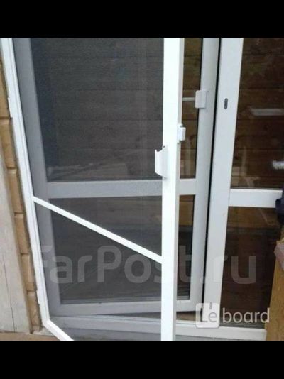 -Дверная москитная сетка БЕЛАЯ  из полноценного дверного алюминиевого профиля    Ширина 700-2000  ( заказывается в размер)