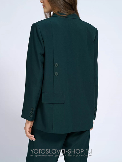 Комплект женский состоящий из жакета и брюк в темно-зеленом оттенке
