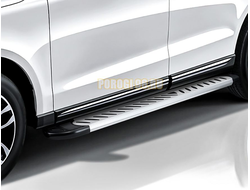 Пороги алюминиевые "Elite Silver" 1800 серебристые Slitkoff для Toyota FORTUNER (2017-) II ПОКОЛЕНИЕ