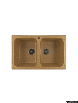 Мойка из искусственного мрамора MIXLINE ML-GM23 двухчашевая 495*775*200мм