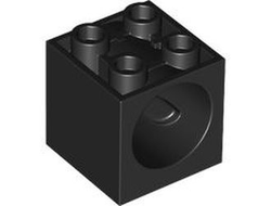 Brick, Modified 2 x 2 x 1 2/3 with Hole for Gear Worm Screw 6L, Black (73764 / 6417813)