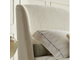 Кровать с решеткой, отделка жемчужный белый лак, ткань Anyzo-01 с рисунком