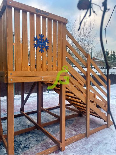 Деревянная зимняя горка "IgraGrad Snow Fox", скат 4 м