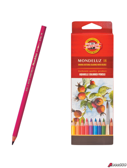 Карандаши цветные акварельные художественные KOH-I-NOOR «Mondeluz», 18 цветов, 3,8 мм, заточенные, европодвес. 180329