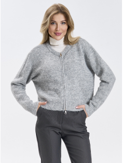 Кардиган вязаный пушистый на молнии пайетки