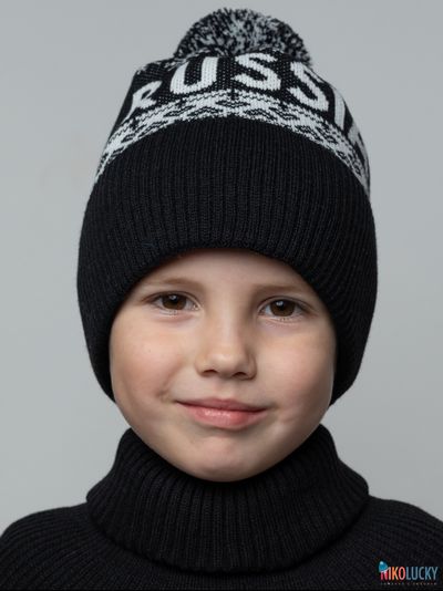 Шапка 20202-01 подклад 100% полиэстер, черный,белый 56