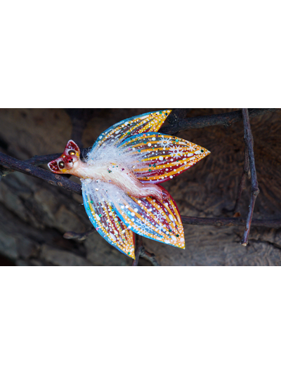 "Бабочка Вогненной Лисички", кулон из глины и шёлка