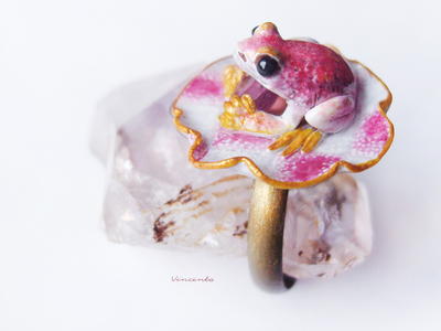 Кольцо с рубином "Сказочная лягушка из королевства Фантазии"