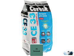 Затирка для плитки Церезит СЕ 33 зеленая, 2 кг, с противогрибковым эффектом