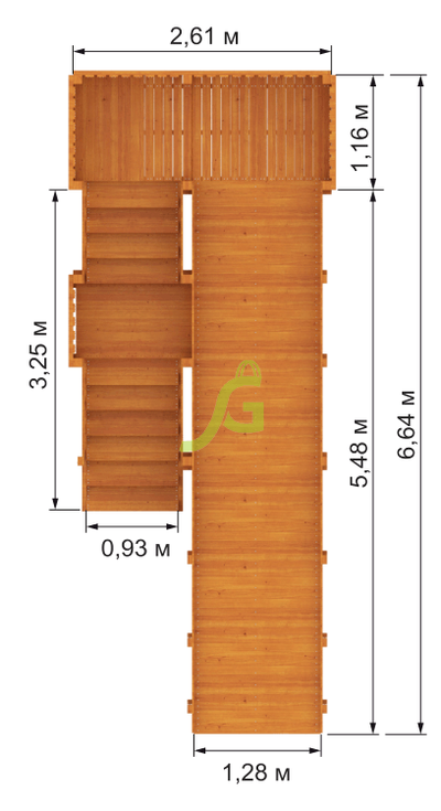 Детская деревянная зимняя горка "IgraGrad Snow Fox", скат 5,9 м фото размеры