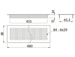 Решетка вентиляционная 480х80мм. ЗОЛОТО   KK-W80480-21 GTV