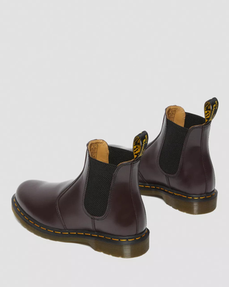 Челси Dr Martens 2976 Yellow Stitch Smooth Leather Chelsea Boots Dark Red