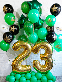 Воздушные шары на 23 февраля. Большие шары в форме цифр 2 и 3.
