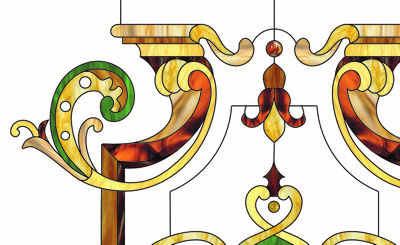 Витражная пленка, витражная пленка самоклеющаяся, пленочный витраж с классическим рисунком