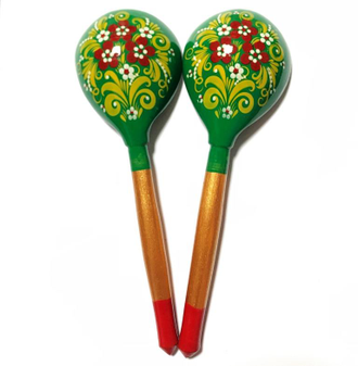 Ложки музыкальные деревянные Разноцветье 190*60 (комплект 2 шт.) зеленый фон