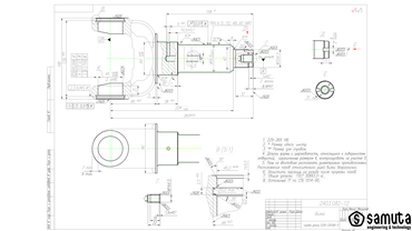 Вилка. Технический чертеж построен на основе стандарта ГОСТ 2.109-73 ЕСКД.