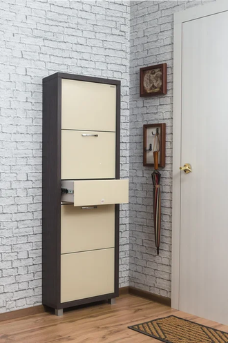 Обувница Айрон-4 Плюс (фасад стекло Капучино)