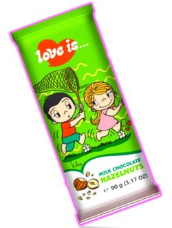 Шоколадная плитка LOVE IS с кусочками фундука 90гр (21)