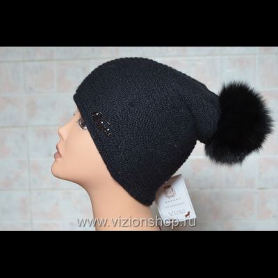 Вязаная шапка Визио Италия с помпоном vizio 5004 черная