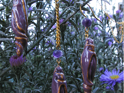 Фарфоровый комплект украшений "Тайна Восточной Колдуньи" с натуральными аметистами