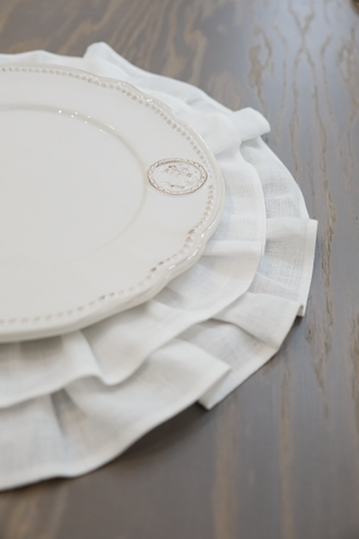 Салфетка с оборками из льна (белый)