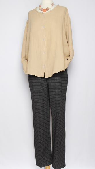 Брюки "Прямые" трикотажные серые клетка р.48-58