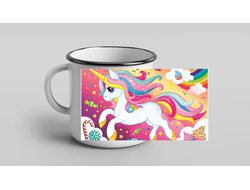 Кружка металлическая эмалированная Единорог №8