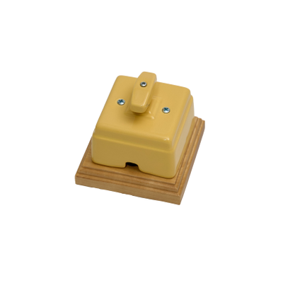 Поворотный ретро выключатель из керамики, Песочное Золото. 1-2 клав. ПРОХОДНОЙ